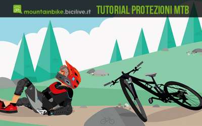 illustrazione di un biker con protezioni dopo una caduta con la sua mtb