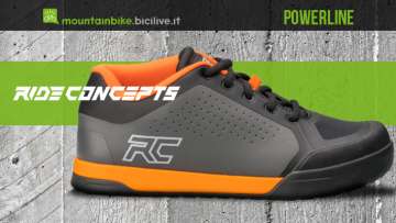 copertina dell'articolo con un modello di scarpa per mtb ride concepts powerline colore grigio e arancio