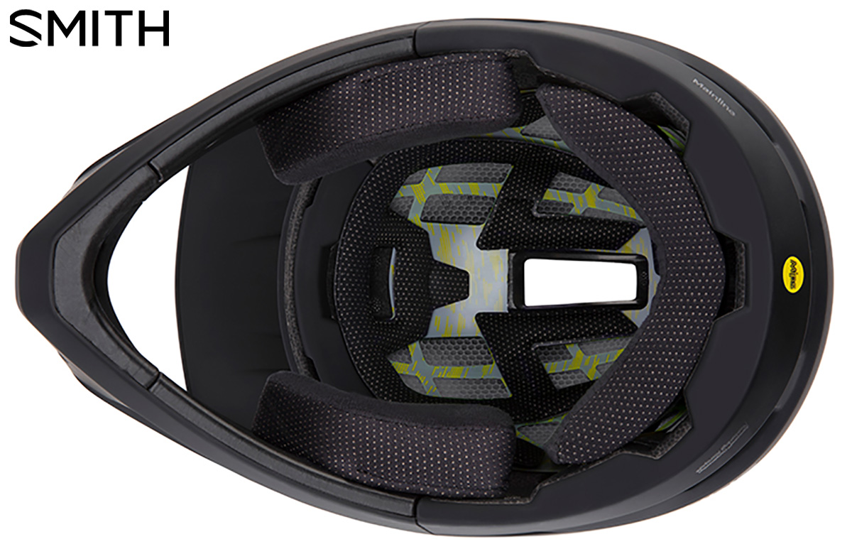 Visione inferiore del casco da mtb Smith Mainline 2020 con il dettaglio delle imbottiture
