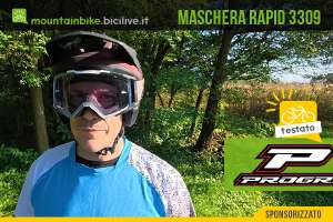 Foto di Claudio Riotti durante il test della maschera MTB Progrip Rapid 3309.