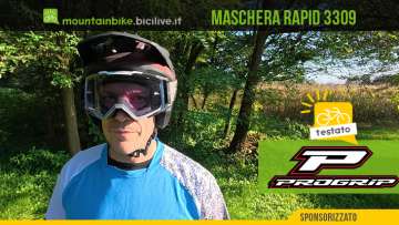 Foto di Claudio Riotti durante il test della maschera MTB Progrip Rapid 3309.